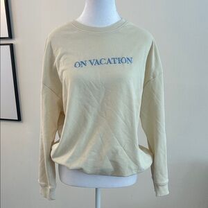Women's Cream 'On Vacation' Crew Neck Sweatshirt